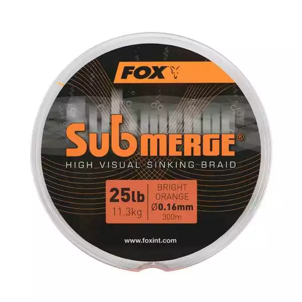 Fox Submerge High Visual Sinking Braid Bright Orange 0,16mm 25lb 300m 3 Fox Submerge High Visual Sinking Braid Bright Orange 0,16mm 25lb 300m